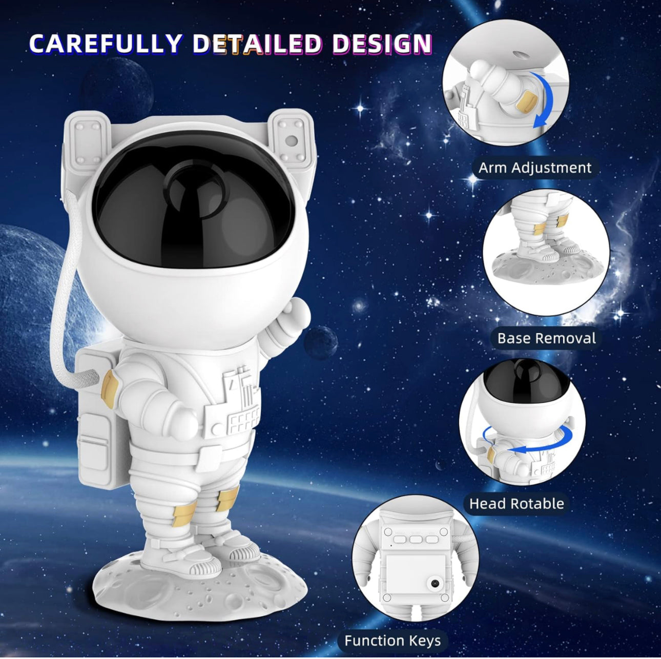 Astronaut Starlight Galaxy Projector: Cute Space Buddy Night Light