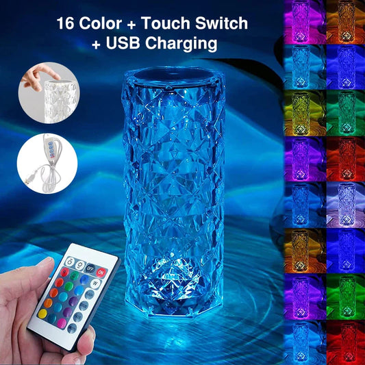 Multi-coloured Crystal Lamp Light With Remote