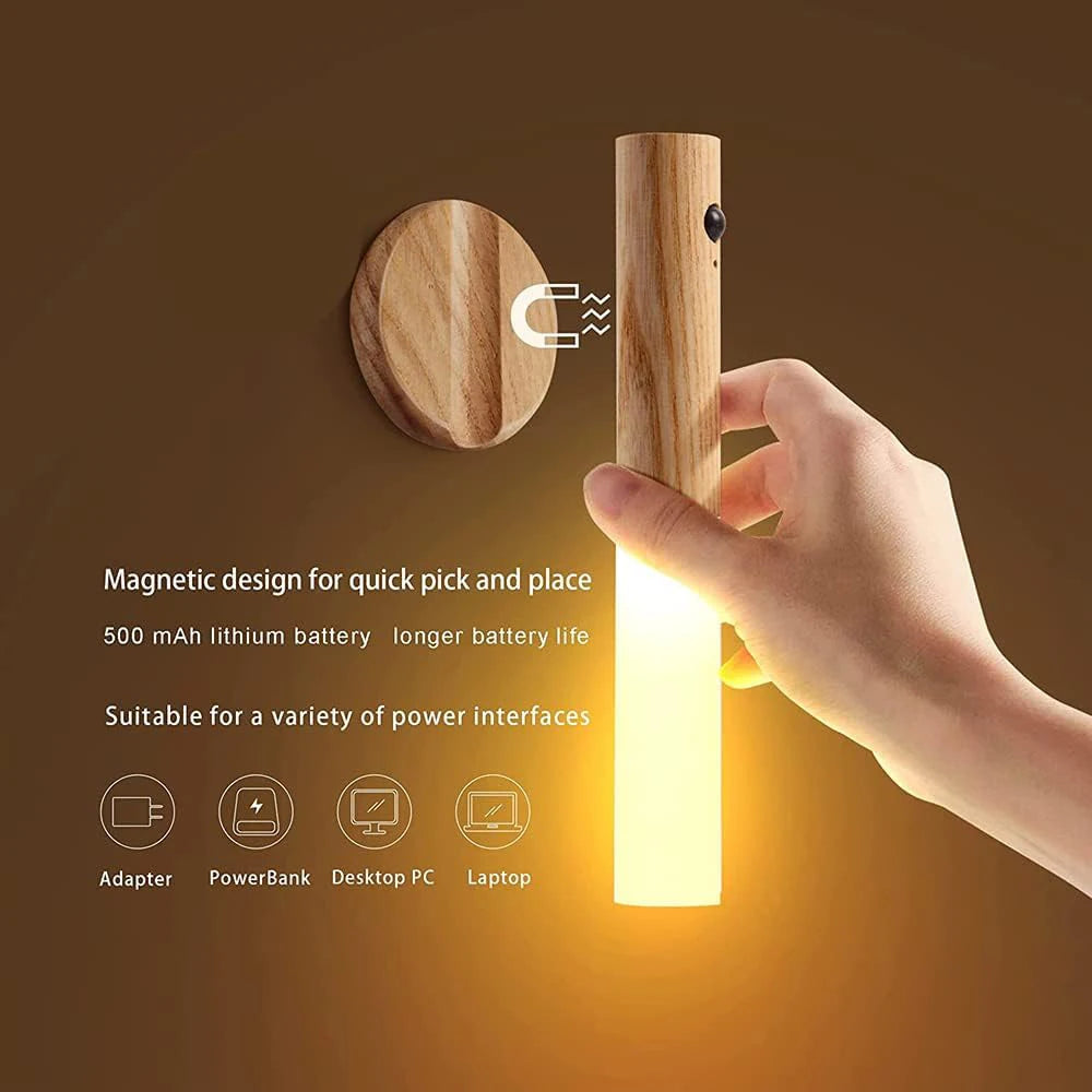 Rechargeable Wood Motion Sensor Light Stick